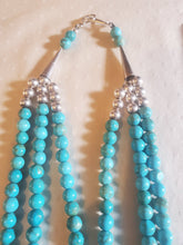 Load image into Gallery viewer, Three Strand Turquoise Beaded Necklace