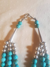 Load image into Gallery viewer, Three Strand Turquoise Beaded Necklace