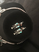 Load image into Gallery viewer, Zuni Squash blossom necklace with matching earrings by Adeline Bowannie