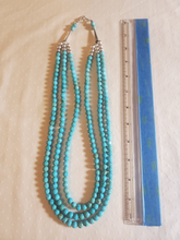 Load image into Gallery viewer, Three Strand Turquoise Beaded Necklace
