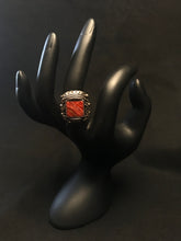 Load image into Gallery viewer, Navajo Large square red stone set  sized 6.5

