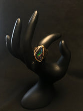 Load image into Gallery viewer, 14k yellow gold nugget ring with multi color stone inlay (boulder opal) Size 5.25
