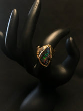 Load image into Gallery viewer, 14k yellow gold nugget ring with multi color stone inlay (boulder opal) Size 5.25
