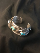 Load image into Gallery viewer, Wide Navajo silver-color watch bracelet with turquoise
