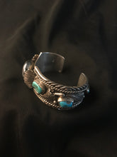 Load image into Gallery viewer, Wide Navajo silver-color watch bracelet with turquoise
