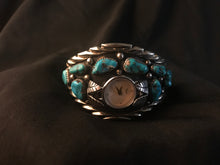 Load image into Gallery viewer, Wide silver-color Navajo watch bracelet initialed by artist
