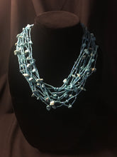 Load image into Gallery viewer, 12 strand glass turquoise necklace.
