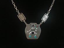Load image into Gallery viewer, Zuni handmade loop and circle chain with 2 rectangular stamped silver plaques
