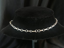 Load image into Gallery viewer, Zuni handmade loop and circle chain with 2 rectangular stamped silver plaques
