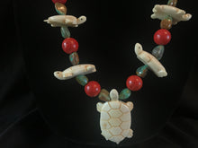 Load image into Gallery viewer, Single strand necklace with turtle w/ multistones (damaged item)
