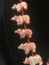 Load image into Gallery viewer, Navajo single strand necklace with coral beads and pink alabaster or pink agate bears.
