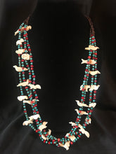 Load image into Gallery viewer, 4 strand necklace with carved animals.
