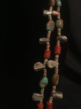 Load image into Gallery viewer, Two strand olive heishi necklace with black lip mother-of-pearl tabs
