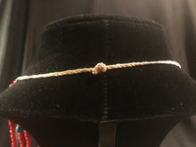 Load image into Gallery viewer, Five strands of red beads interspersed with block turquoise
