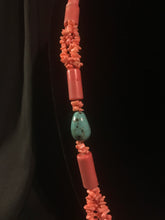 Load image into Gallery viewer, Single strand necklace of large dyed Asian coral cylinder beads
