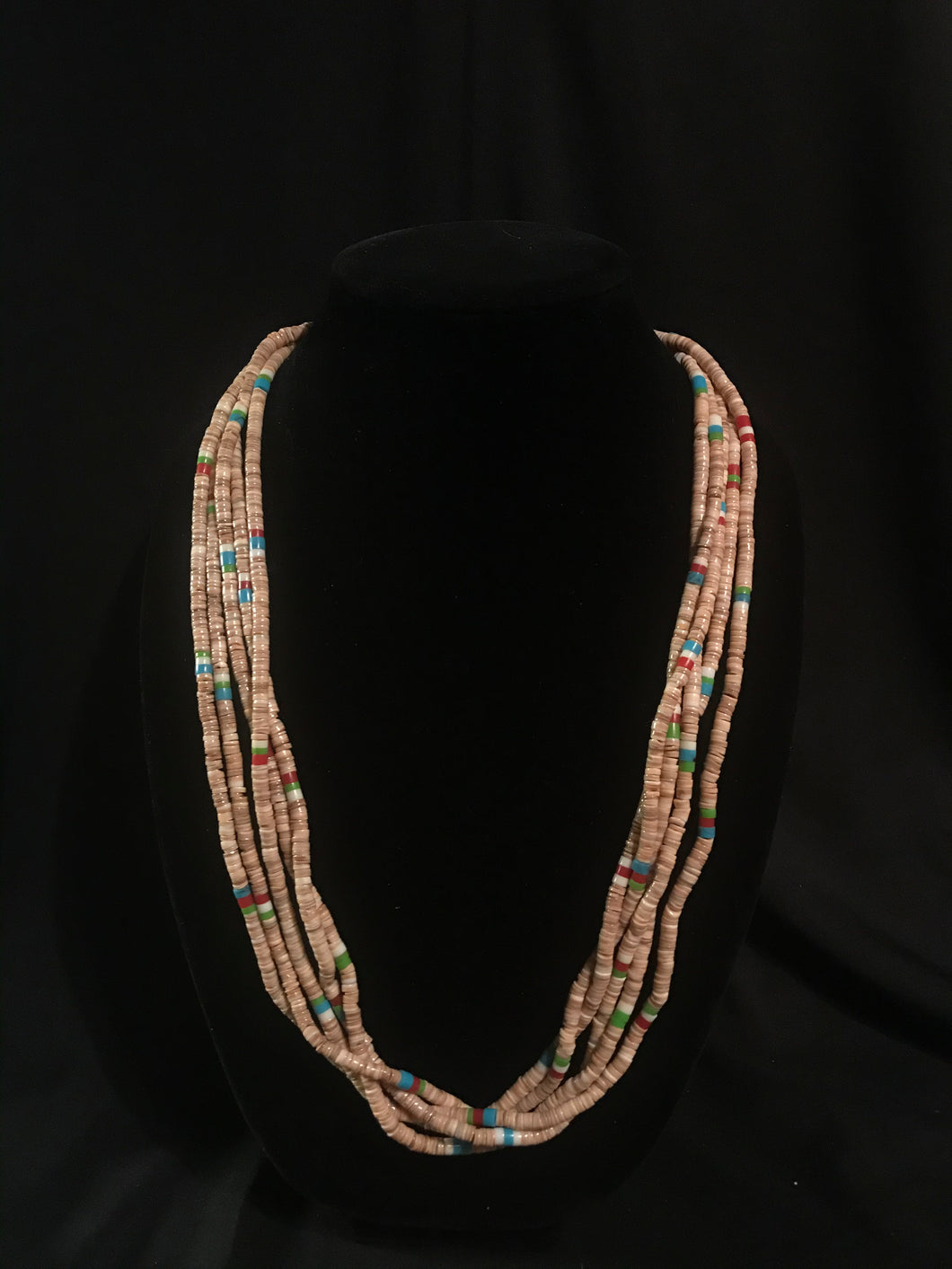 Five strand imported shell heshe necklace