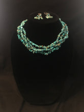 Load image into Gallery viewer, Four strand small turquoise nugget necklace with earrings
