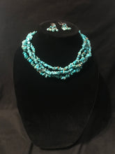 Load image into Gallery viewer, Four strand small turquoise nugget necklace with earrings

