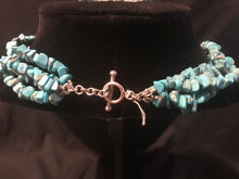 Load image into Gallery viewer, Four strand small turquoise nugget necklace with earrings

