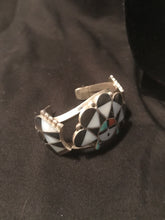 Load image into Gallery viewer, Zuni squash blossom necklace with bracelet and earrings; Artist W M Zunie
