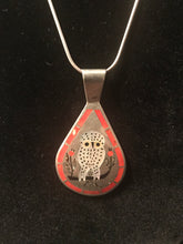 Load image into Gallery viewer, Zuni Spotted owl inlaid coral necklace with matching earrings; Famous artists
