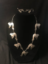 Load image into Gallery viewer, Kokopelli necklace with matching earrings; signed
