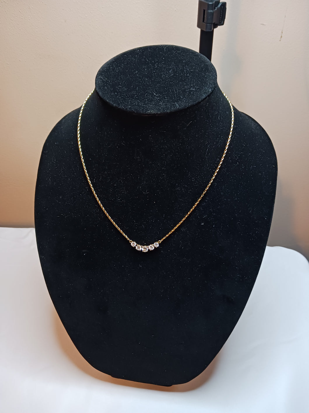 Diamond Necklace; 14k yellow gold