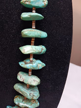 Load image into Gallery viewer, Turquoise chunk necklace with heshe beads
