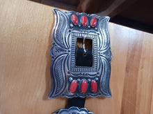 Load image into Gallery viewer, Navajo coral concha belt 46&quot;-48&quot;; signed by artist
