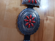 Load image into Gallery viewer, Navajo coral concha belt 46&quot;-48&quot;; signed by artist
