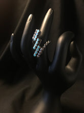 Load image into Gallery viewer, Zuni style ring with small turquoise stone; Size 4.75
