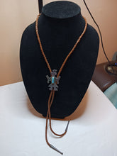 Load image into Gallery viewer, Silver cast bolo with turquoise
