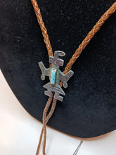 Load image into Gallery viewer, Silver cast bolo with turquoise
