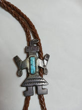 Load image into Gallery viewer, Silver cast bolo with turquoise
