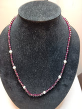 Load image into Gallery viewer, Garnet bead necklace interspersed with pearl-like beads
