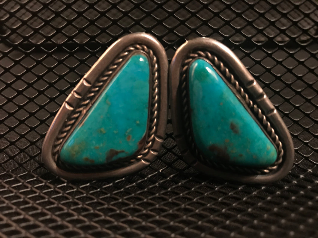 Navajo large triangular turquoise post earrings.