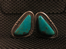 Load image into Gallery viewer, Navajo large triangular turquoise post earrings.
