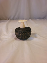 Load image into Gallery viewer, Baleen woven basket with walrus ivory whale tale by Alaskan Inuit basket weaver James Omnik Jr.
