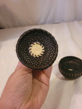 Load image into Gallery viewer, Baleen woven basket with walrus ivory whale tale by Alaskan Inuit basket weaver James Omnik Jr.
