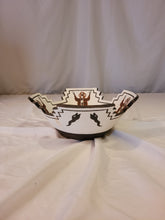 Load image into Gallery viewer, Zuni brown frogs and black tadpoles on white terrace bowl by Quanita Kalestewa b. 1932
