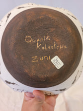 Load image into Gallery viewer, Zuni brown frogs and black tadpoles on white terrace bowl by Quanita Kalestewa b. 1932
