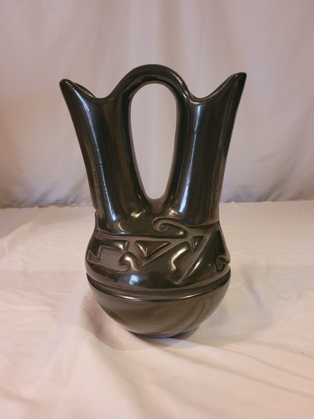 Blackware carved wedding vase by Margaret Tafoya, Santa Clara Pueblo