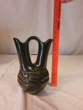 Load image into Gallery viewer, Blackware carved wedding vase by Margaret Tafoya, Santa Clara Pueblo
